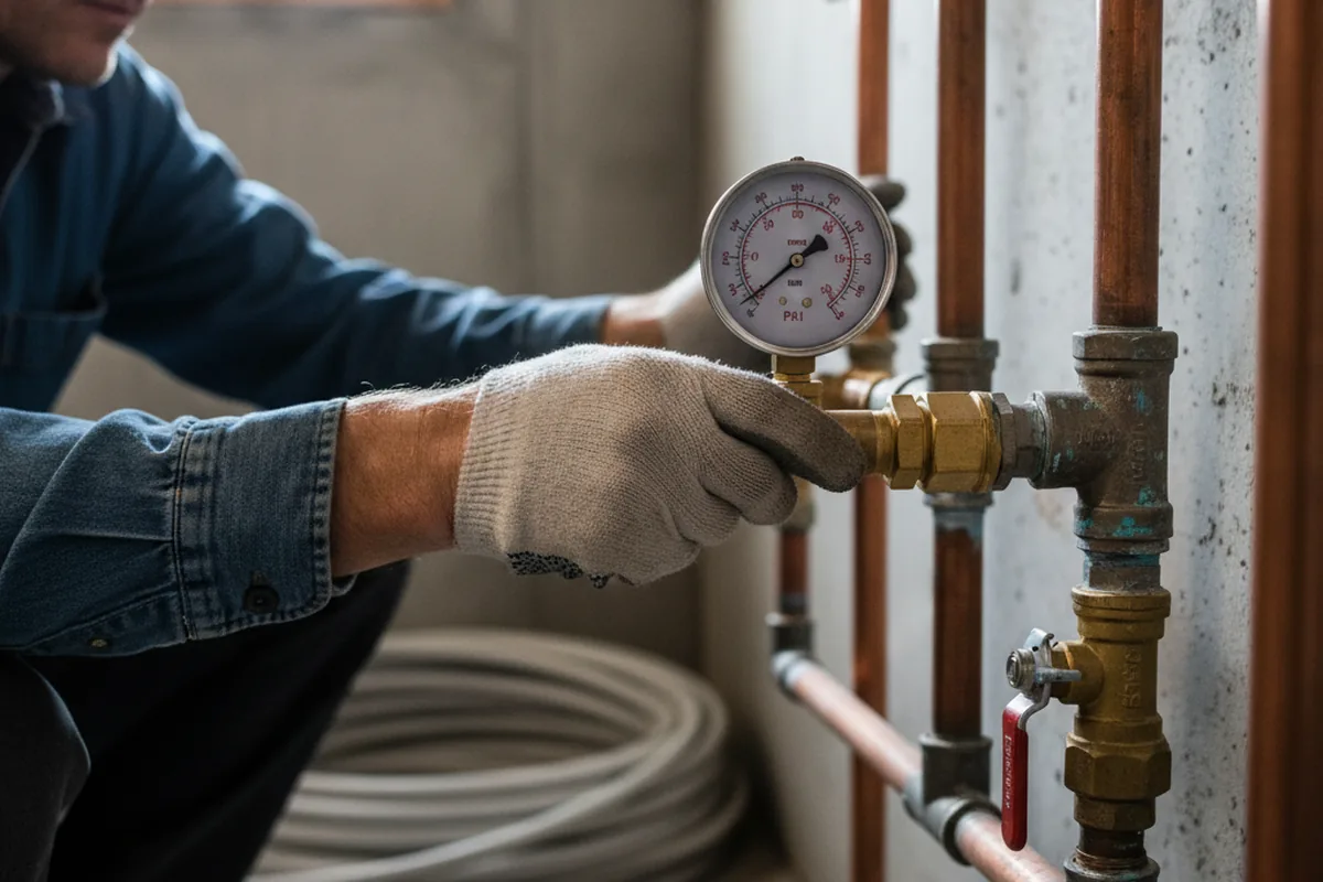 Pressure testing a repaired line during Water Line Repair in Kimball